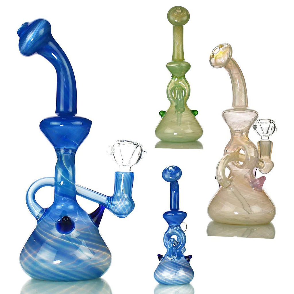 Fume Colored Recycler Bong w/ Beads (7544311218332)